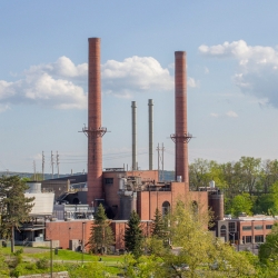 Cornell's Combined Heat and Power Plant will provide researchers access to real-world flue gas emissions as home to the CAPTURE-Lab, an experimental facility that will explore carbon capture and industrial decarbonizatio Cornell's Central Energy Plant